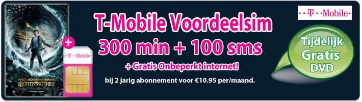 T-Mobile Voordeelsim 300+100 2 jaar met GRATIS onbeperkt internet