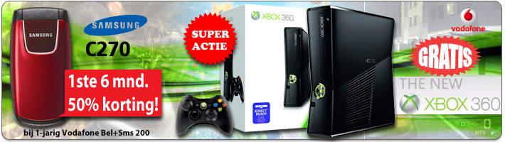 Gratis Samsung C270 +Xbox360 Slim 250GB i.c.m. 2-jarig Vodafone Bel+Sms+Web 275