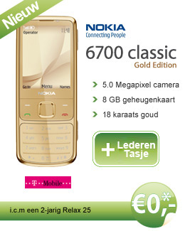 Nieuw! gratis nokia 6700 classic gold edition bij een 2-jarig Relax 25